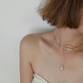 Mixed Metal Geometric Pendant Necklace [LUEJ5NKE]