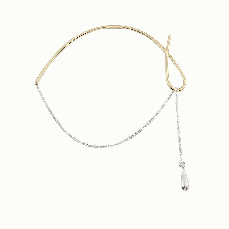 Mixed Metal Geometric Pendant Necklace [QAD2SIA2]