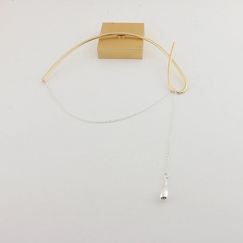 Mixed Metal Geometric Pendant Necklace [EAQ4UPAL]