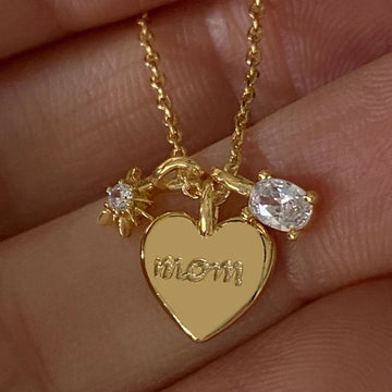 Mom Heart Pendant Necklace [F09ZZCD3]