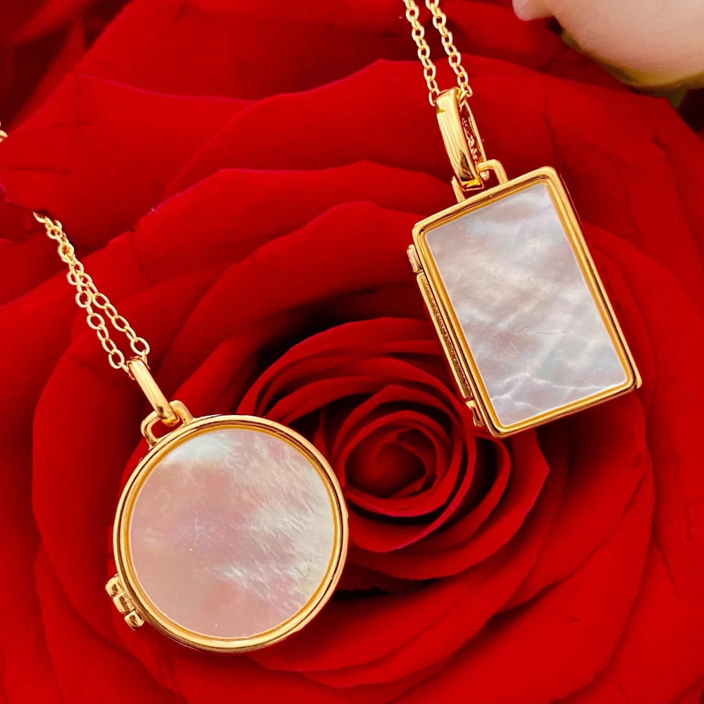 Mother of Pearl Locket Necklace [D8WVTR6V]
