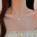 Mother-of-Pearl Pendant Choker Necklace [NHL8JM8R]