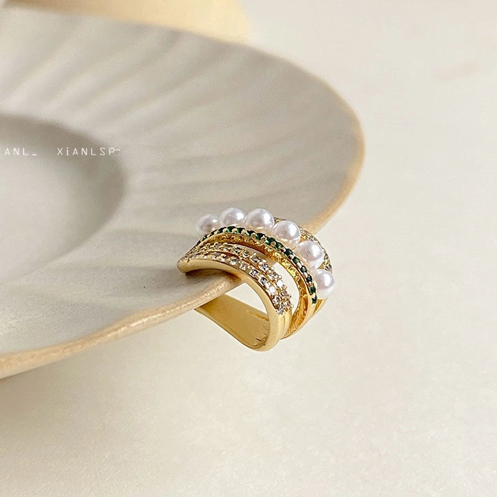 Multi-Layer Pearl Zircon Ear Cuffs [VRJFKMKQ]