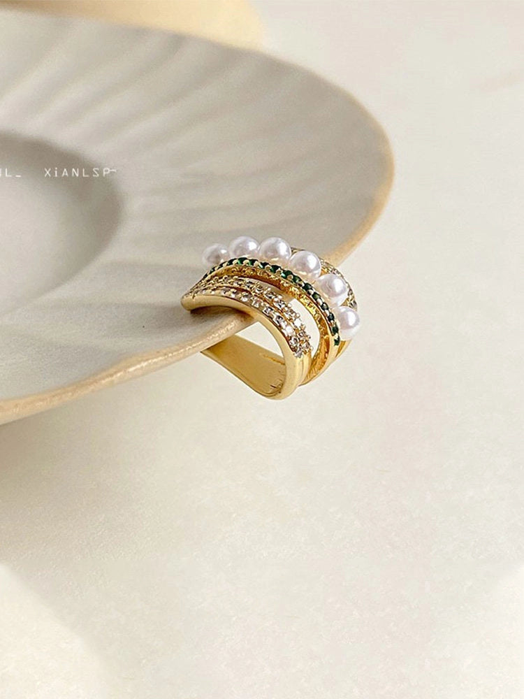 Multi-Layer Pearl Zircon Ear Cuffs [RFLEEVUW]