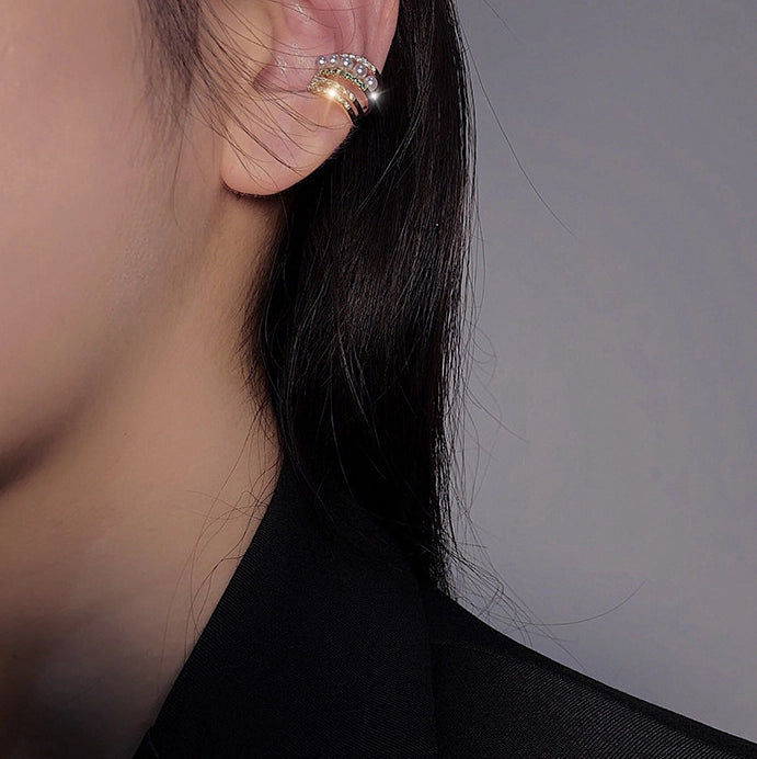 Multi-Layer Pearl Zircon Ear Cuffs [VAI9R65Z]