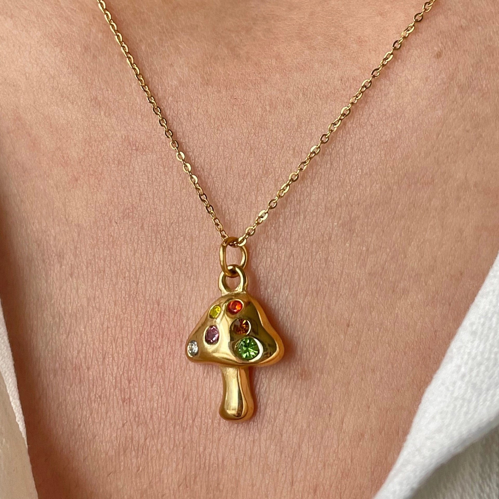 Mushroom Pendant Necklace [3RJRT171]