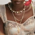 Mykayla Shell Pearl Cross Necklace [BETHPL3L]
