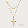 Mykayla Shell Pearl Cross Necklace [3J4B7K8K]