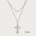 Mykayla Shell Pearl Cross Necklace [TQ7FR162]
