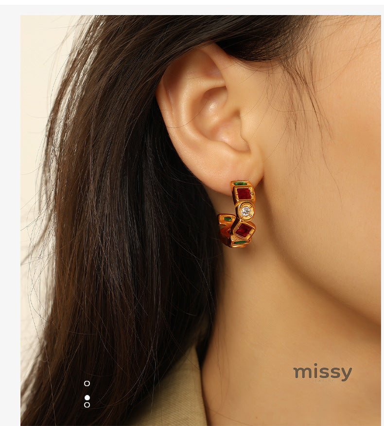 Naima Square Gemstone Earrings [0COVO94E]
