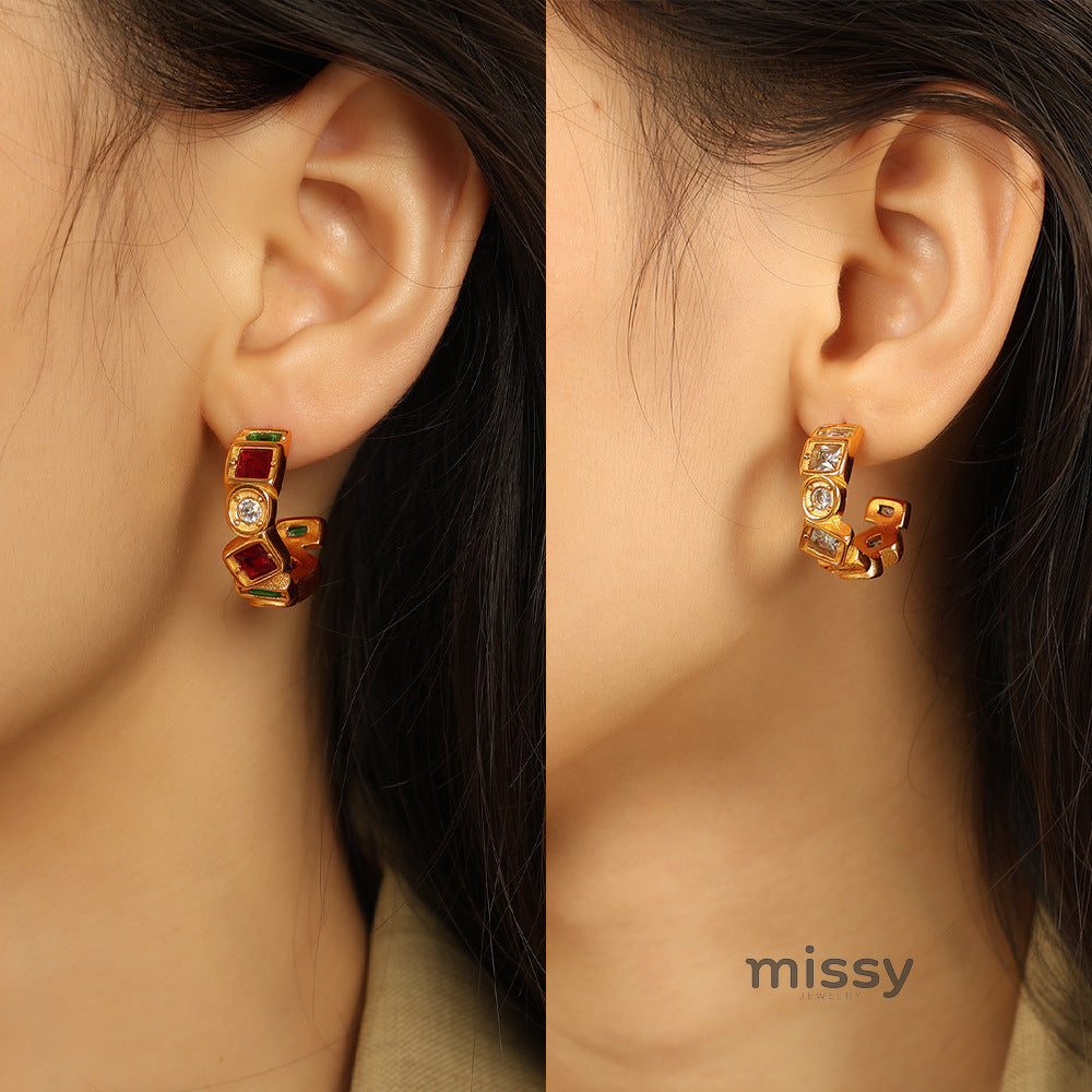 Naima Square Gemstone Earrings [1UWBRO5X]