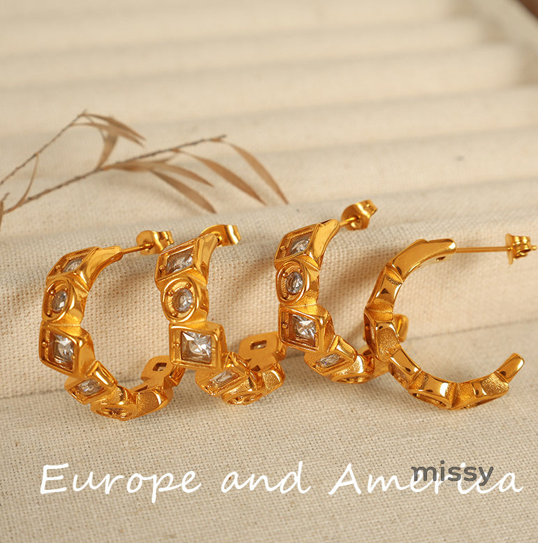 Naima Square Gemstone Earrings [5RDGP71I]