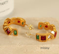 Naima Square Gemstone Earrings [HAIQNZC4]