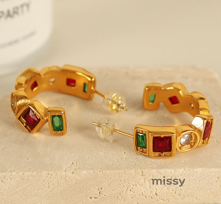 Naima Square Gemstone Earrings [HAIQNZC4]
