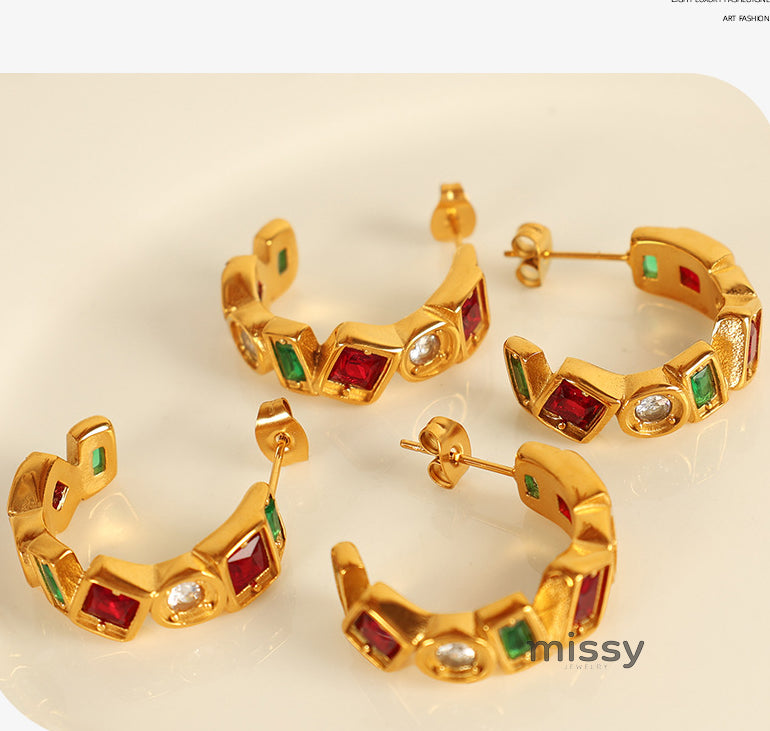 Naima Square Gemstone Earrings [5S3YLRY4]