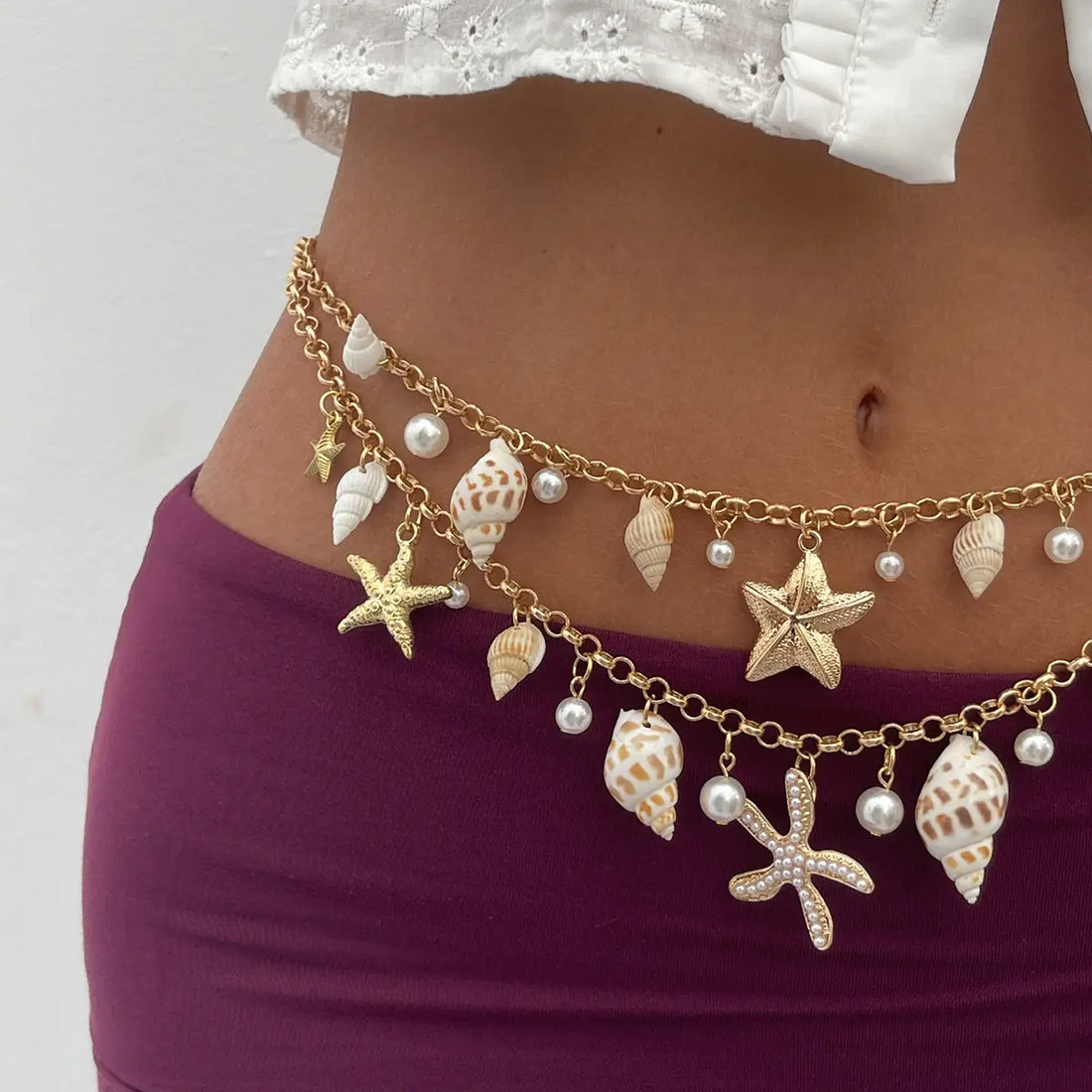 Nakiyah Pearl Starfish Body Chain [494TOGS7]