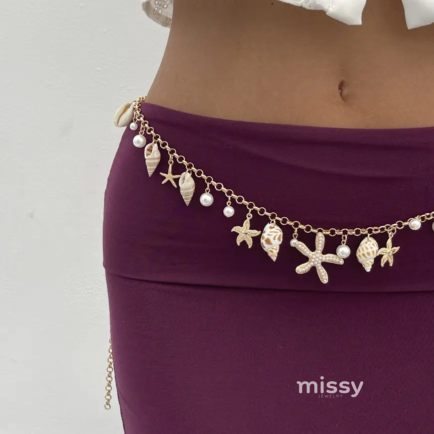 Nakiyah Pearl Starfish Body Chain [2ZUEDREQ]