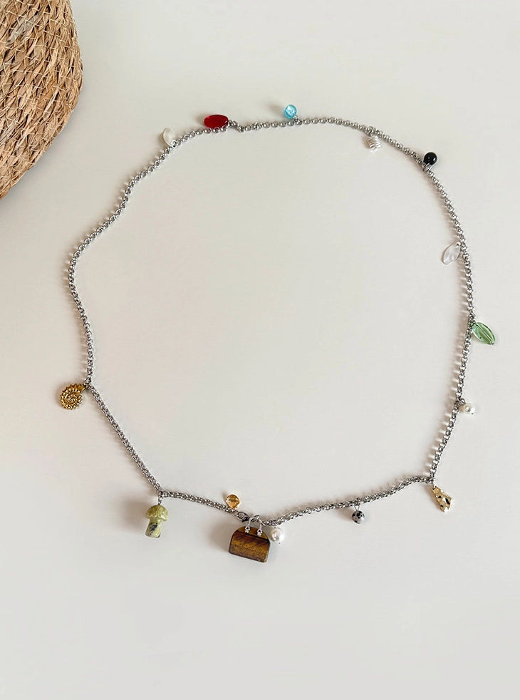 Natural Stone Bag Pendant Necklace [ZOXSXOJ2]