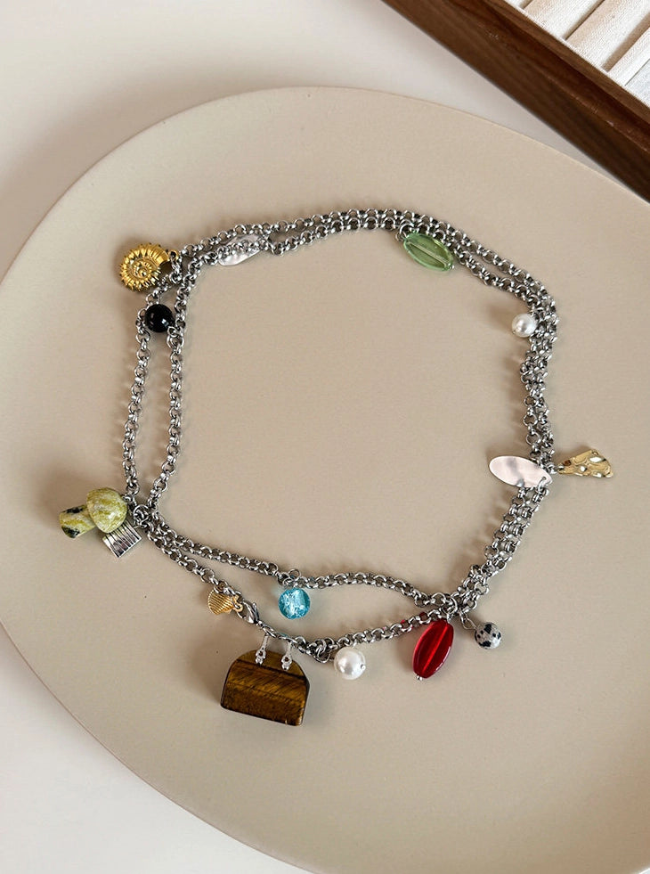 Natural Stone Bag Pendant Necklace [7HEKRHDQ]