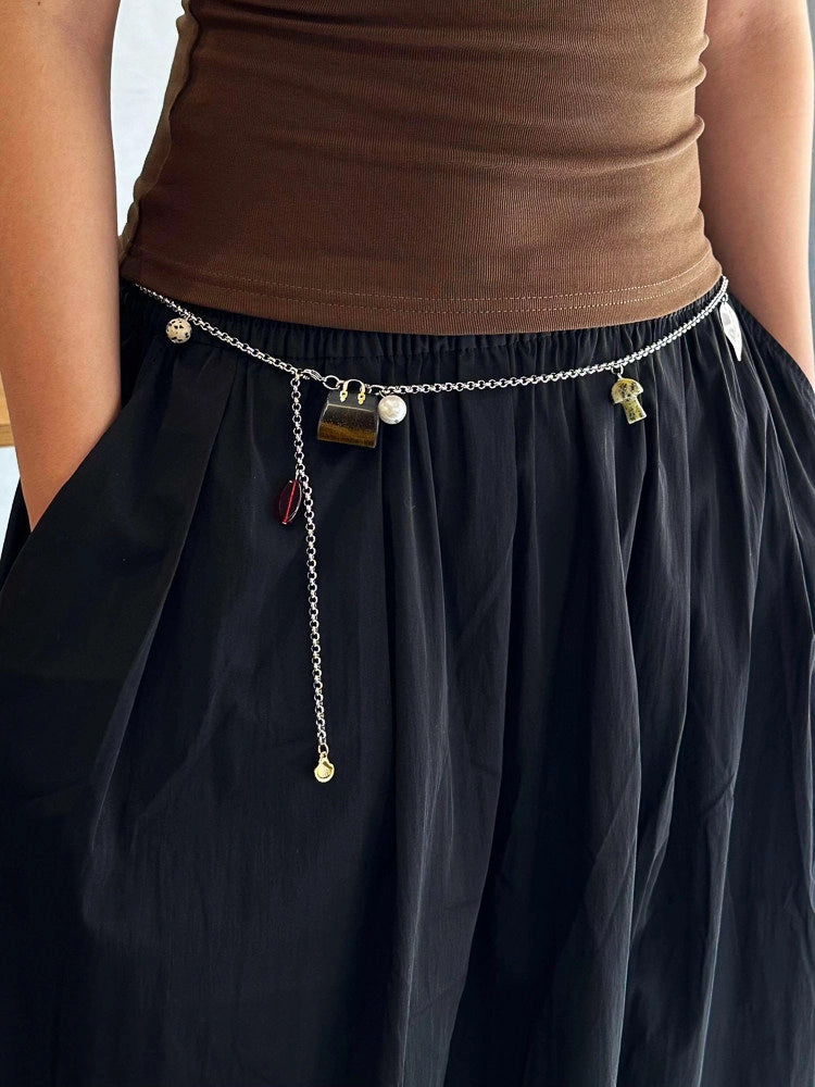 Natural Stone Bag Pendant Necklace [P4Z6JH2H]