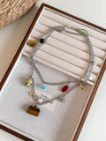 Natural Stone Bag Pendant Necklace [RMXF2B4C]