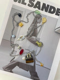 Natural Stone Bag Pendant Necklace [QK6M0FP0]