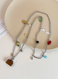 Natural Stone Bag Pendant Necklace [CSRB6KIE]