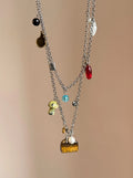 Natural Stone Bag Pendant Necklace [K0W3SVRT]