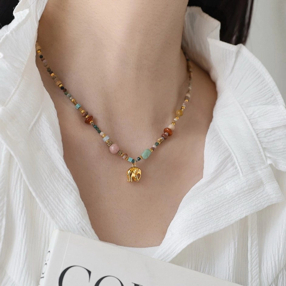 Natural Stone Beaded Necklace [Z4PYZ5XN]