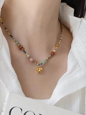 Natural Stone Beaded Necklace [R88K0SE7]
