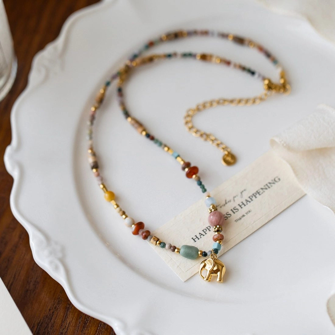 Natural Stone Beaded Necklace [N4WWI3SX]