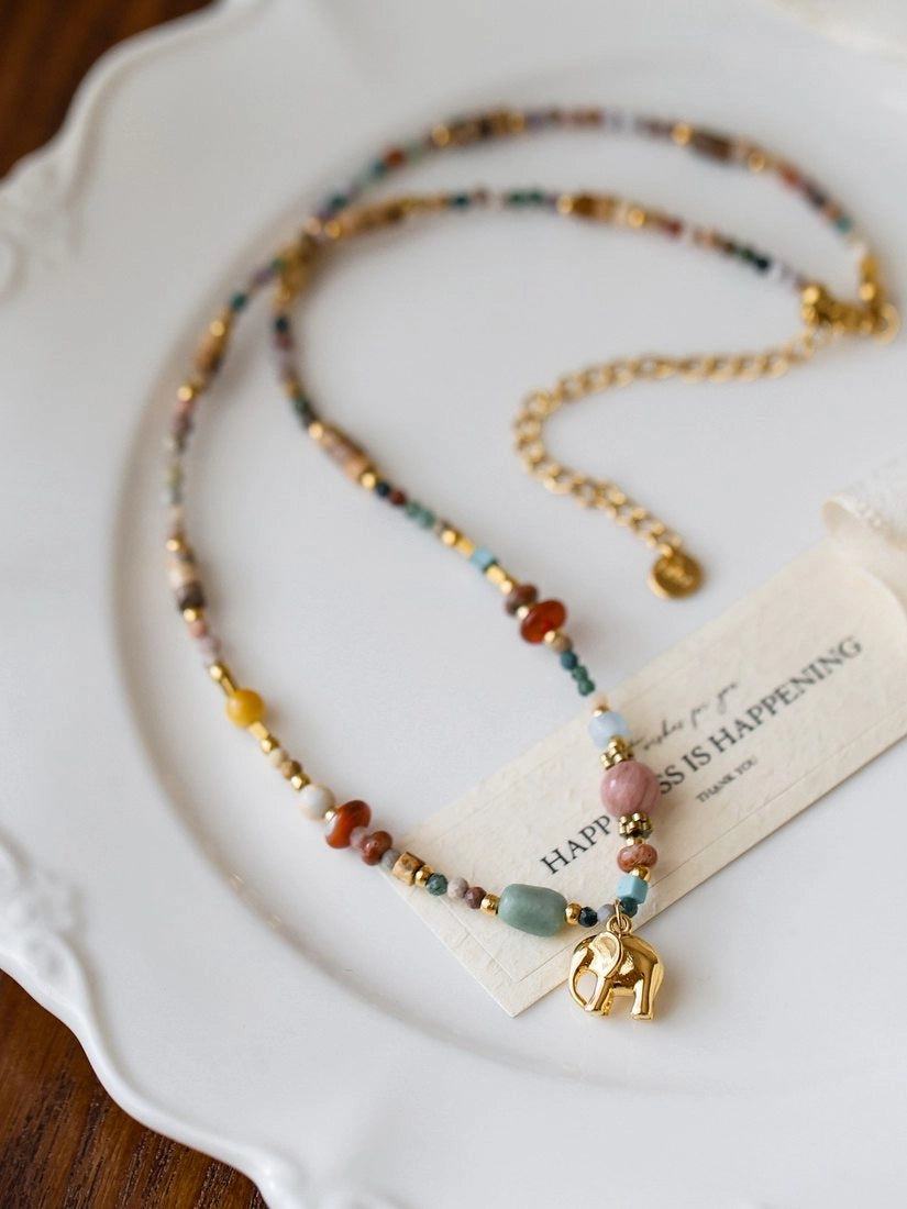 Natural Stone Beaded Necklace [4BDIQTZ4]