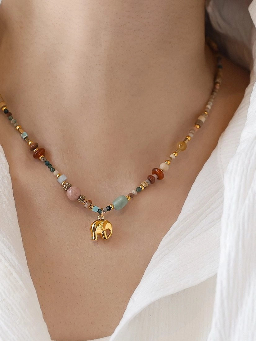 Natural Stone Beaded Necklace [V9GSDHPI]