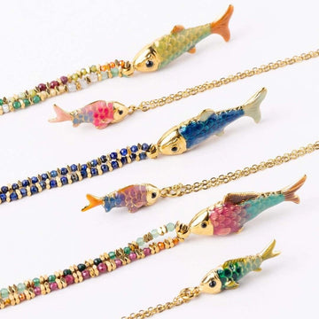 Ocean Fish Pendant Cord Necklace [85U7HVP3]