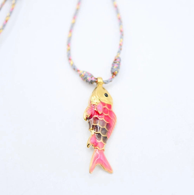 Ocean Fish Pendant Cord Necklace [WM6P4VU6]