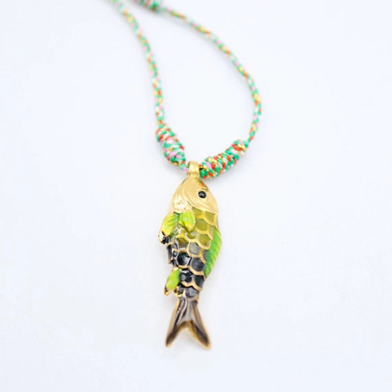Ocean Fish Pendant Cord Necklace [KR8T2HO8]