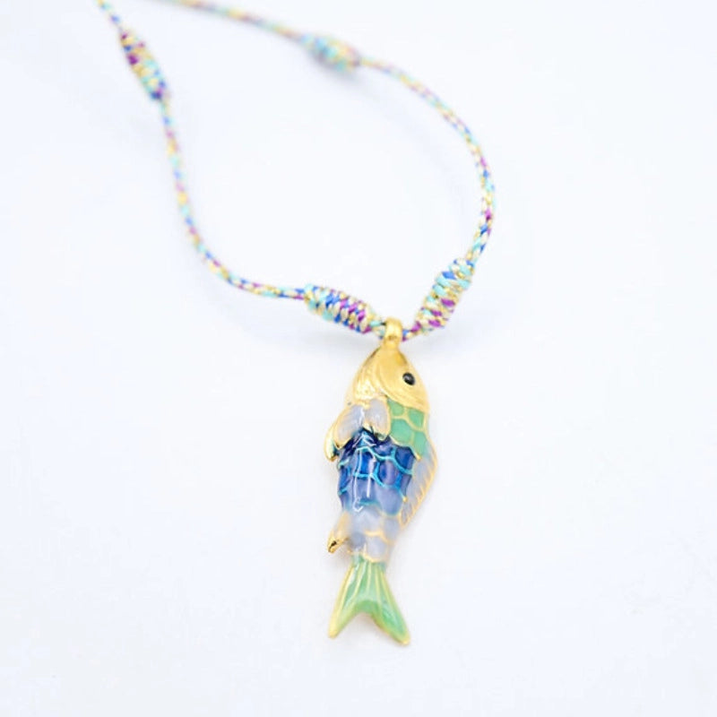 Ocean Fish Pendant Cord Necklace [SVI7BPYH]