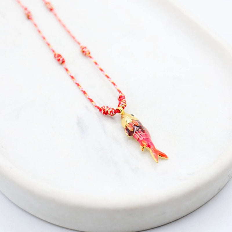 Ocean Fish Pendant Cord Necklace [31JDG49A]