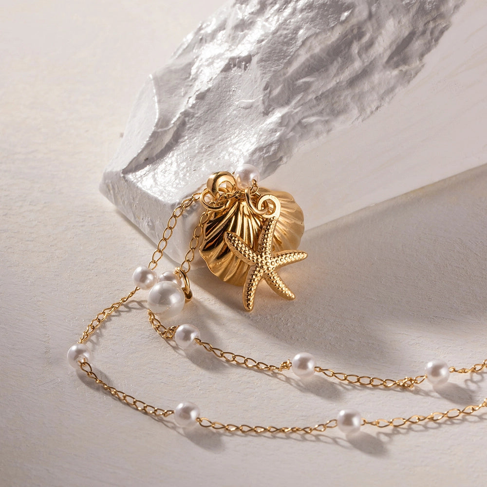 Ocean Shell Pendant Necklace [1GSL1DJB]