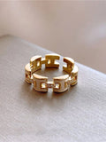 Open Band Ring with H Detail [3CLSCV68]