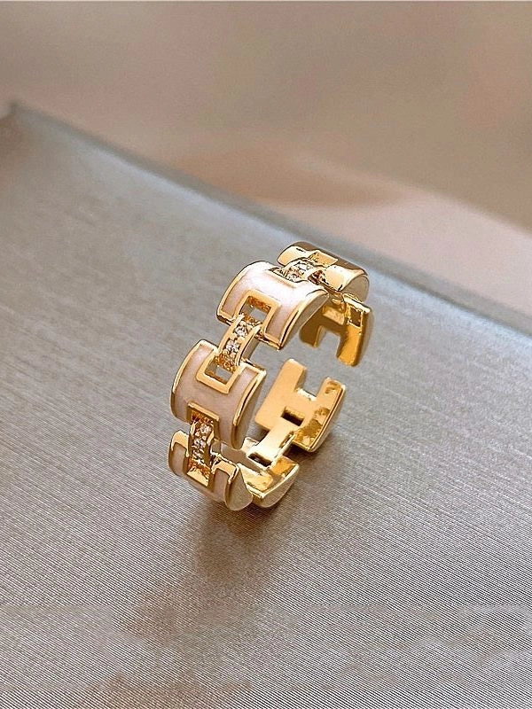 Open Band Ring with H Detail [RAC18MBQ]