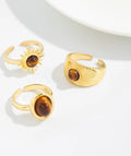 Organic Gemstone Open Ring Set [U7AMFL6S]