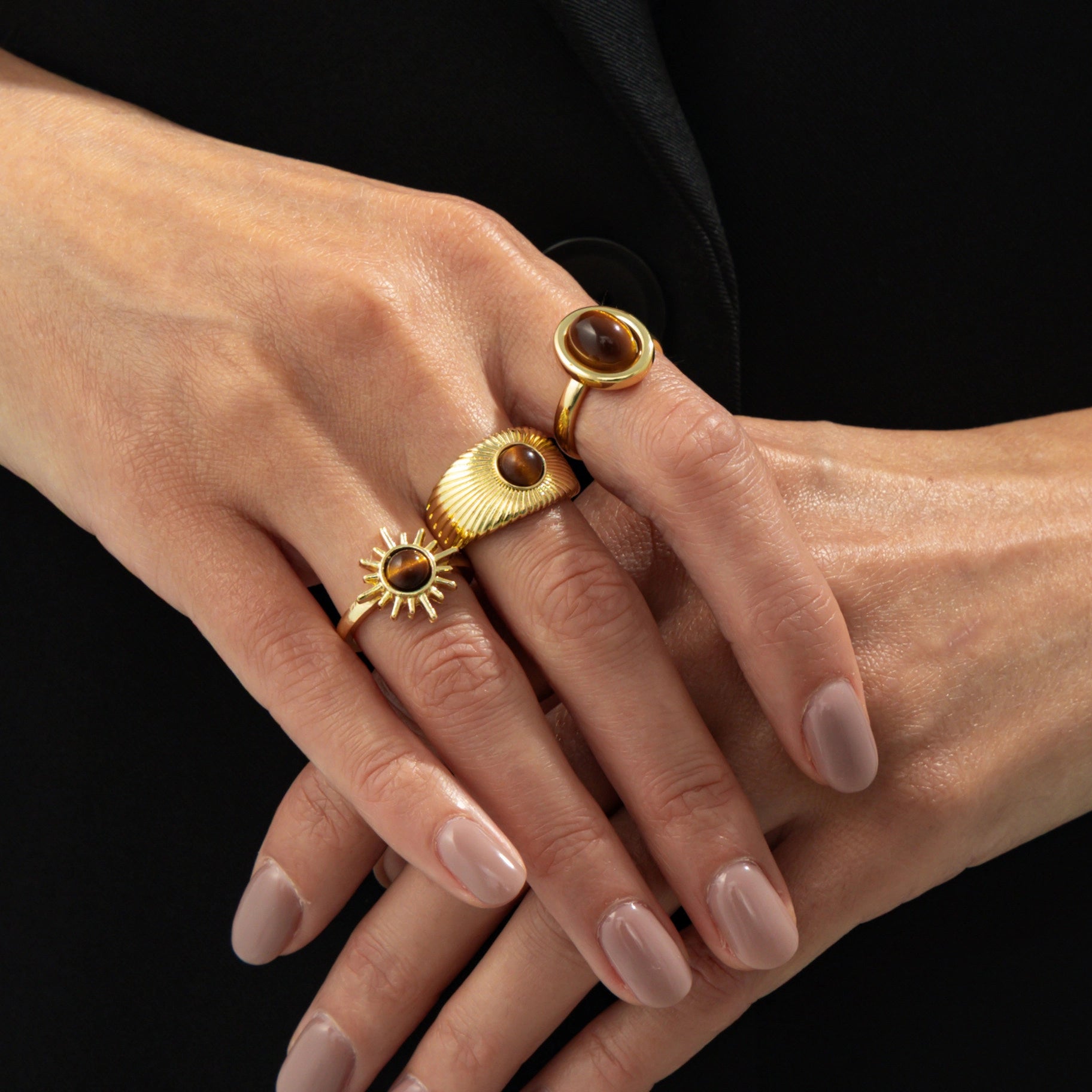 Organic Gemstone Open Ring Set [IRN5ARBF]