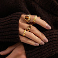 Organic Gemstone Open Ring Set [7O0TZ02H]