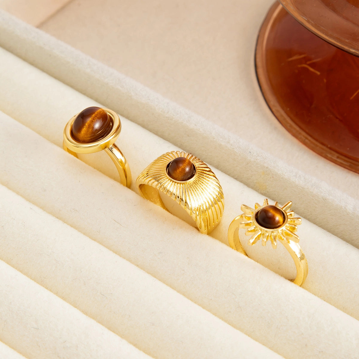Organic Gemstone Open Ring Set [6NYXDM42]