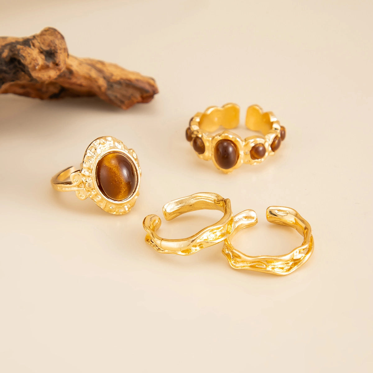 Organic Gemstone Open Ring Set [ORXUYQ20]