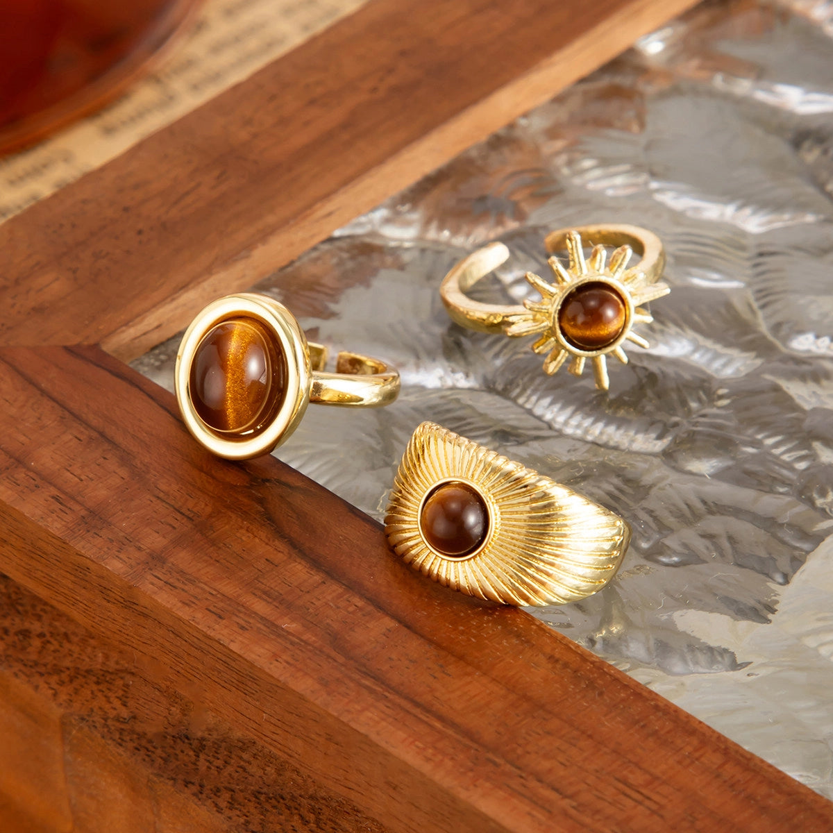 Organic Gemstone Open Ring Set [AK9WDVKT]