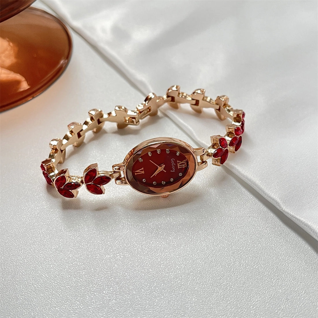 Oval Bracelet Watch with Stones [S9A312EX]