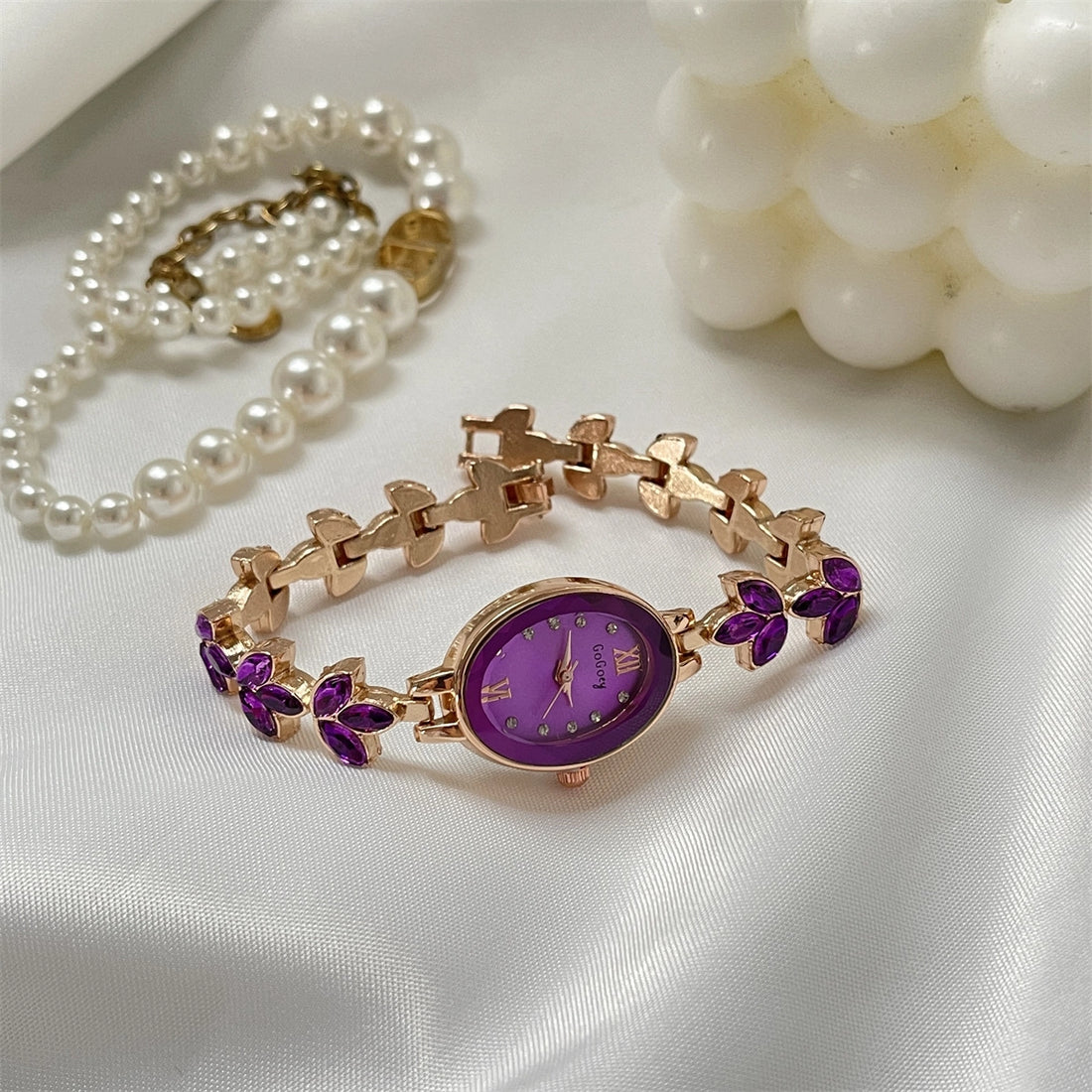 Oval Bracelet Watch with Stones [S9A312EX]