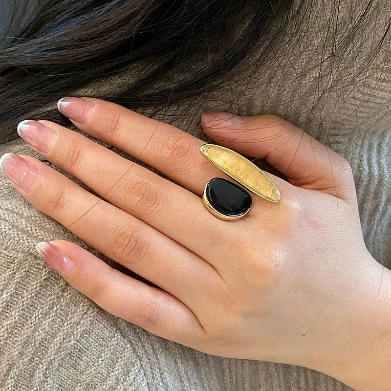 Oval Citrine Gold Ring [3SIJGDS1]